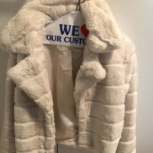 White faux fur jacket